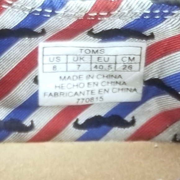 TOMS Movember Moustache Canvas Shoes Size 8 - Picture 7 of 10